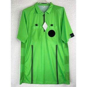 FitsT4 Mens Soccer Referee Jersey Short Sleeve Quarter Zip Neon Green Medium NEW